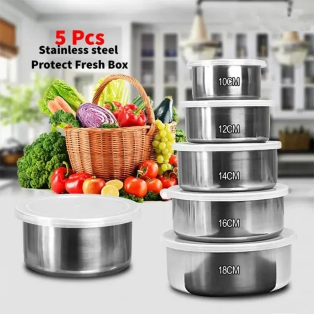 Stainless Steel 5-Piece Storage Box Set
