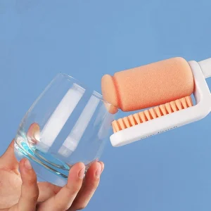 2-in-1 bottle and glass cleaning brush With sponge